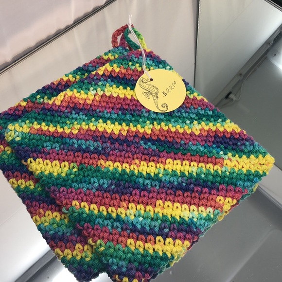 Hand crochet double thick 100% cotton potholders set of 2 - Picture 6 of 6